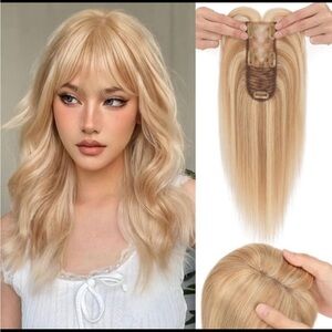 Human Hair Topper Clip In Hair Topper Crown Thinning Grey Coverage Bangs Ombré